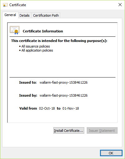 Информация о сертификате